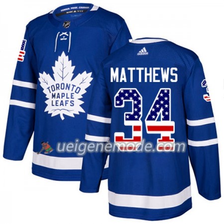 Herren Eishockey Toronto Maple Leafs Trikot Auston Matthews 34 Adidas 2017-2018 Blue USA Flag Fashion Authentic